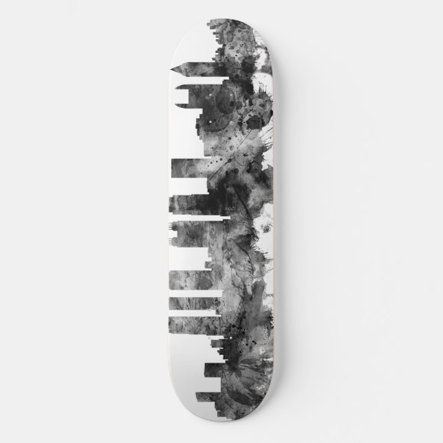 Atlanta Georgia Skyline Black White Skateboard (Front)