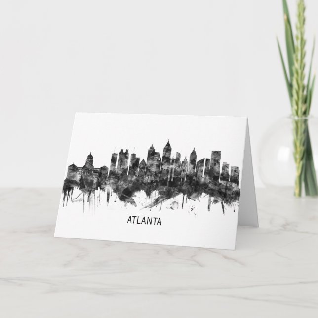 Atlanta Georgia Skyline BW Holiday Card (Front)