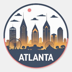 Atlanta Georgia Skyline Classic Round Sticker