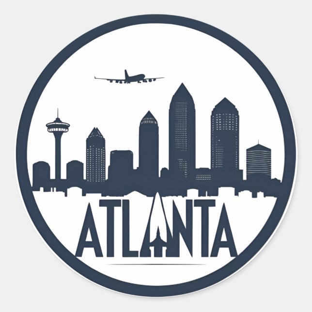 Atlanta Georgia Skyline Classic Round Sticker (Front)