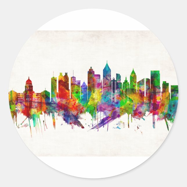 Atlanta Georgia Skyline Classic Round Sticker (Front)