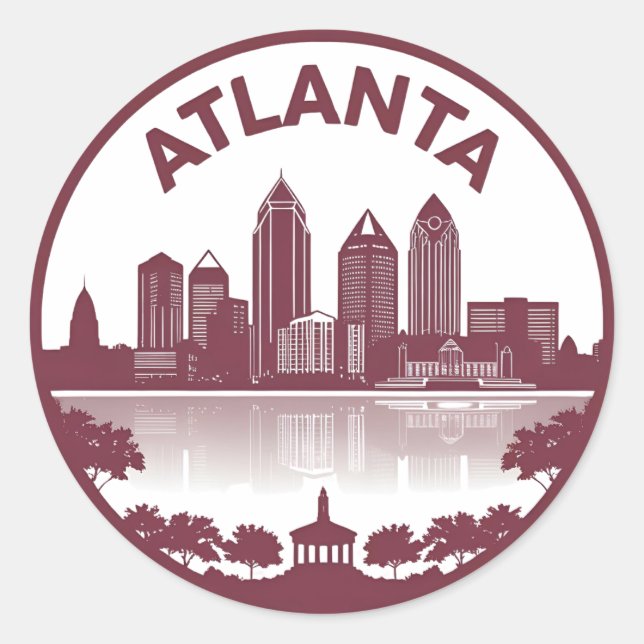 Atlanta Georgia Skyline Classic Round Sticker (Front)