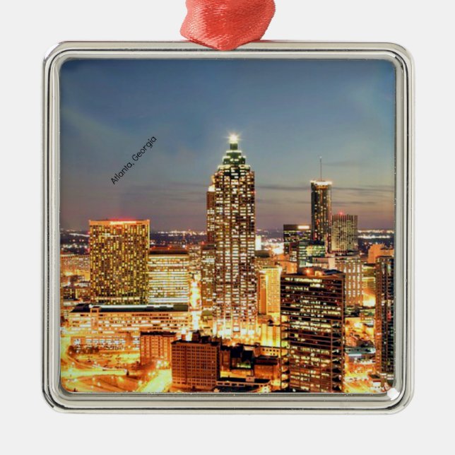 Atlanta, Georgia skyline Metal Tree Decoration (Front)