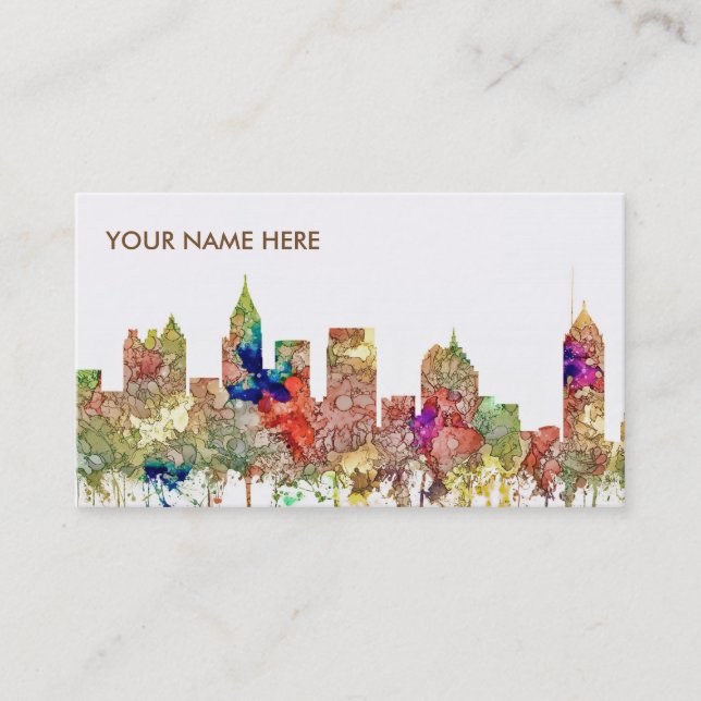 Atlanta Georgia Skyline SG-Faded Glory Business Card (Front)