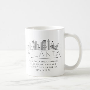 Atlanta, Georgia Stylised Skyline   Custom Slogan Coffee Mug