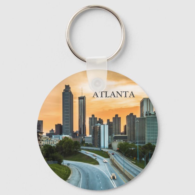 Atlanta, Georgia Sunset City Downtown View   Key Ring (Front)