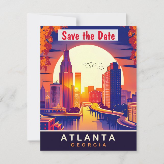 Atlanta, Georgia, Travel Postcard,  Save The Date (Front)