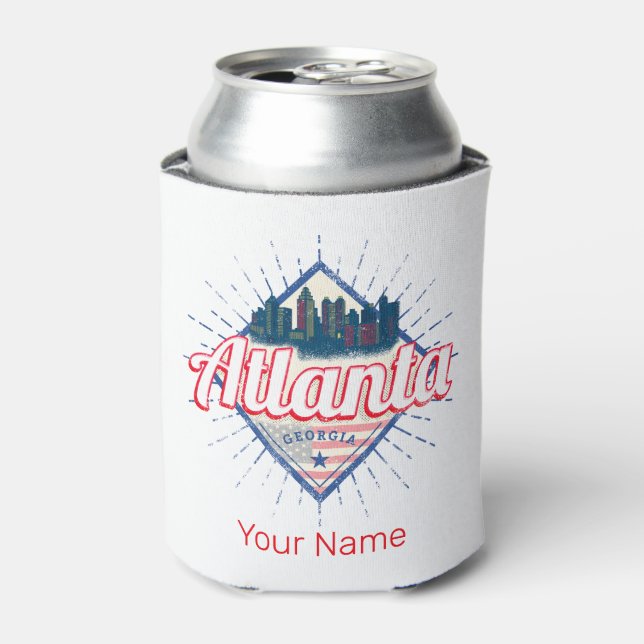 Atlanta Georgia United States Retro Skyline Can Cooler (Can Front)