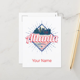 Atlanta Georgia United States Retro Skyline Holiday Postcard