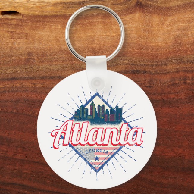 Atlanta Georgia United States Retro Skyline Key Ring (Front)