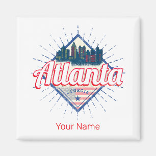 Atlanta Georgia United States Retro Skyline Magnet