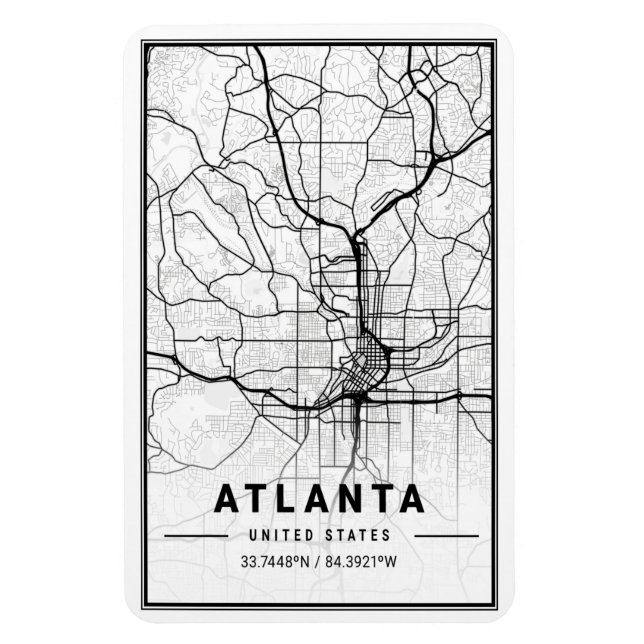 Atlanta Georgia USA City Travel City Map Magnet (Vertical)