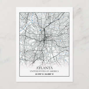 Atlanta Georgia USA Travel City Map Postcard
