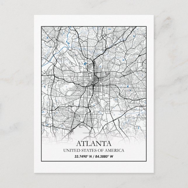 Atlanta Georgia USA Travel City Map Postcard (Front)