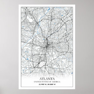 Atlanta Georgia USA Travel City Map Poster