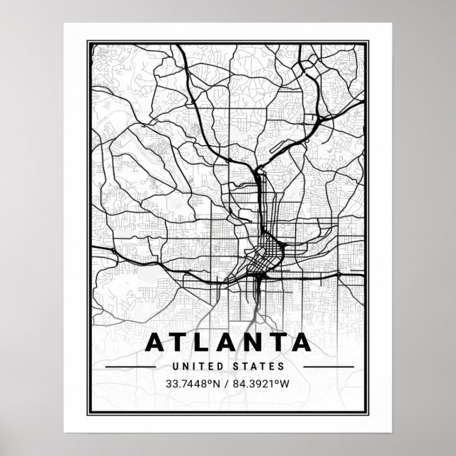 Atlanta Georgia USA Travel City Map Poster (Front)