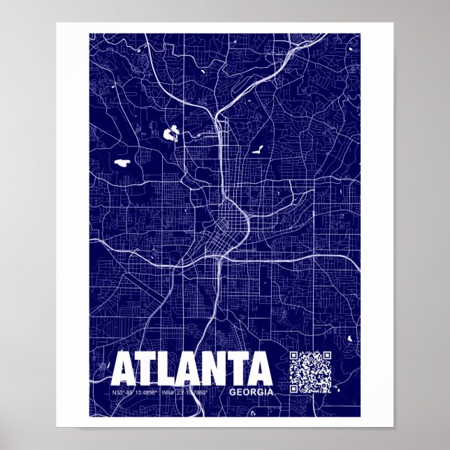 Atlanta, Georgia USA Travel City Map Poster (Front)