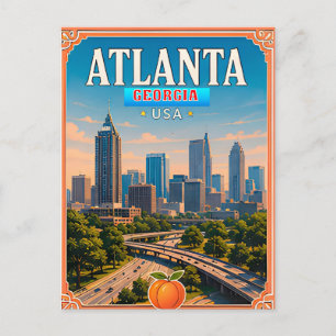 🍑 Atlanta Georgia Vacation Memory Postcard
