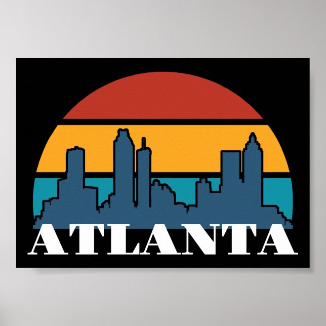 Atlanta Georgia Vintage Sunset Cityscape Poster (Front)
