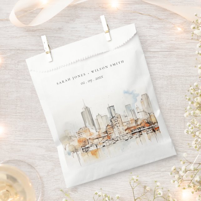 Atlanta Georgia Watercolor Landscape Wedding Favour Bags (Clipped)