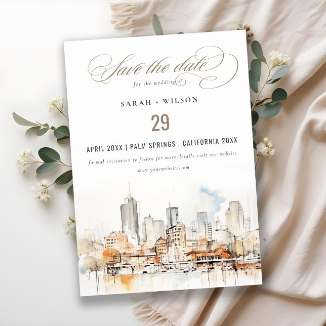 Atlanta Georgia Watercolor Landscape Wedding Save The Date (Creator Uploaded)