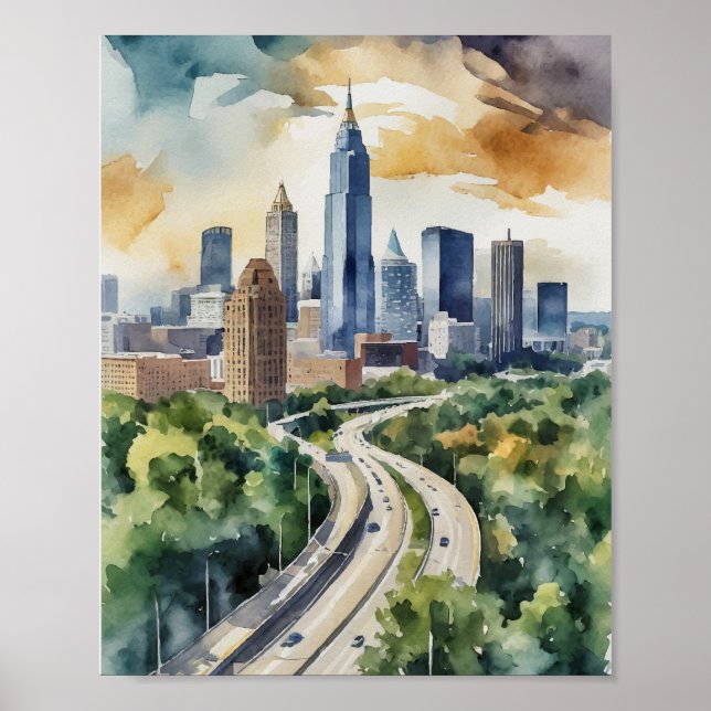 Atlanta Georgia Watercolor Poster (Front)