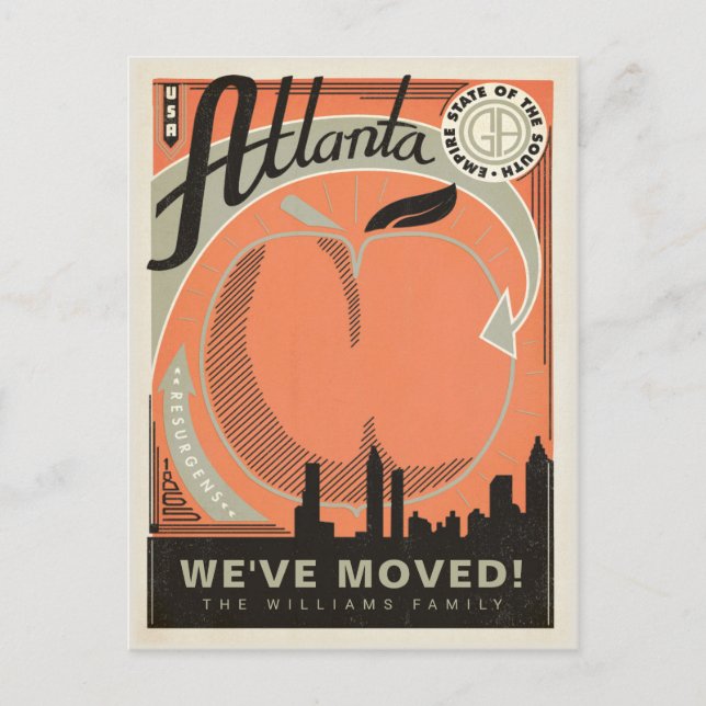 Atlanta, Georgia | We've Moved Invitation Postcard (Front)