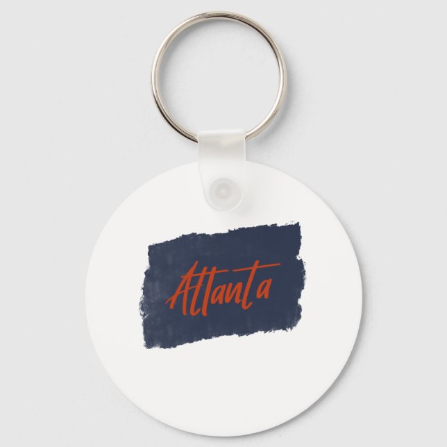 Atlanta Handwritten Red Typography  Key Ring (Front)
