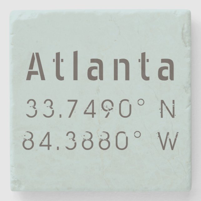 Atlanta Latitude Longitude Stone Coaster (Front)
