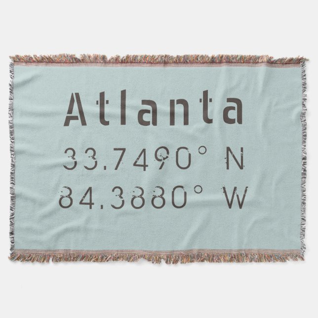 Atlanta Latitude & Longitude Throw Blanket (Front)