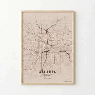 Atlanta Map Print Georgia City Wallart Poster Gift
