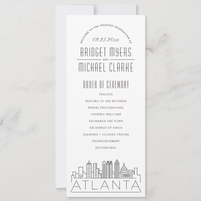 Atlanta | Modern Deco Wedding Program Invitation (Front)