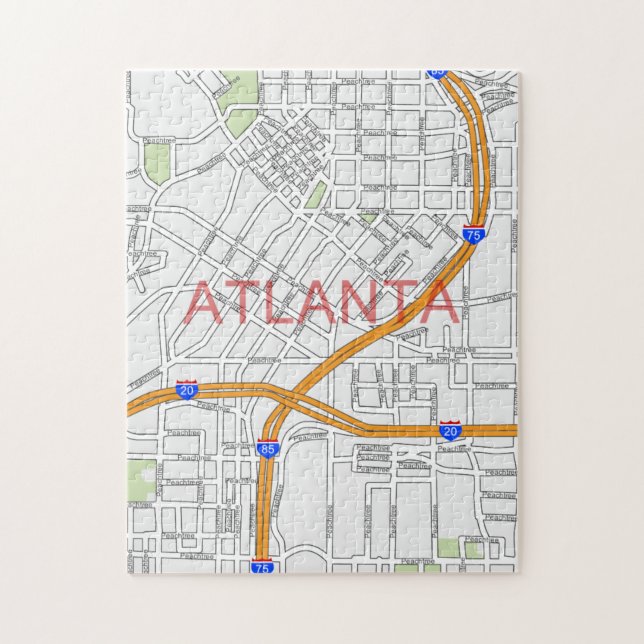 Atlanta Peachtree Road Map Jigsaw Puzzle (Vertical)