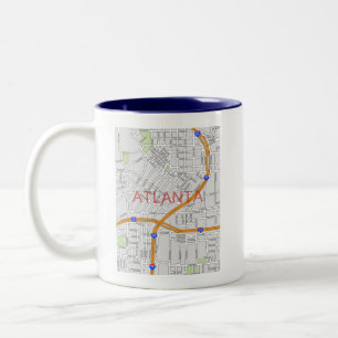 Atlanta Peachtree Road Map Two-Tone Coffee Mug