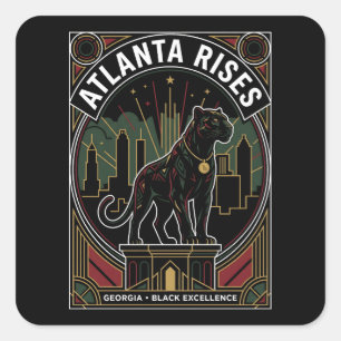 Atlanta Rises Black Panther Black Excellence Art Square Sticker