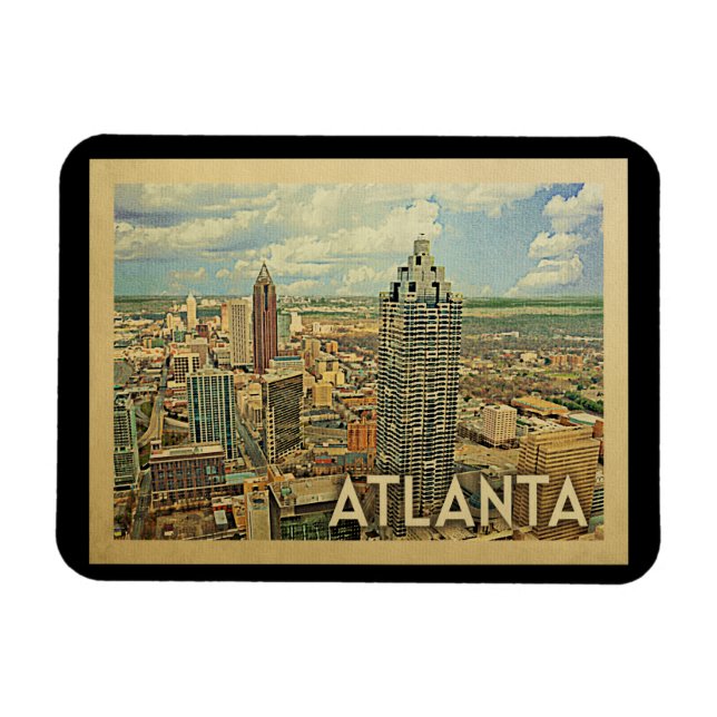 Atlanta Skyline Atlanta Vintage Travel Magnet (Horizontal)