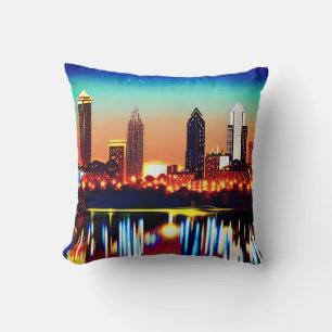 Atlanta Skyline by Night with Reflections Cushion