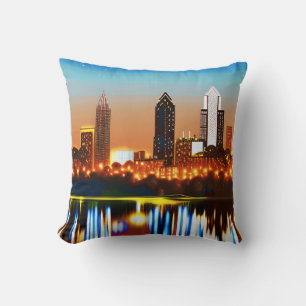 Atlanta Skyline by Night with Reflections Cushion