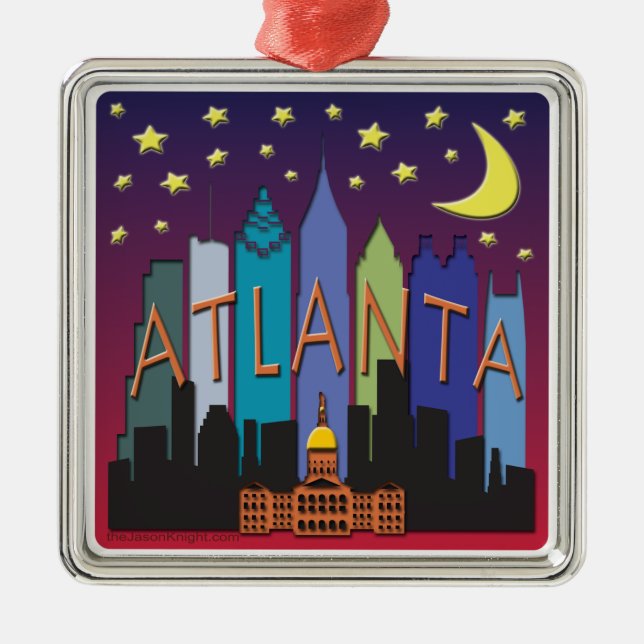 Atlanta Skyline mega colour Metal Tree Decoration (Front)