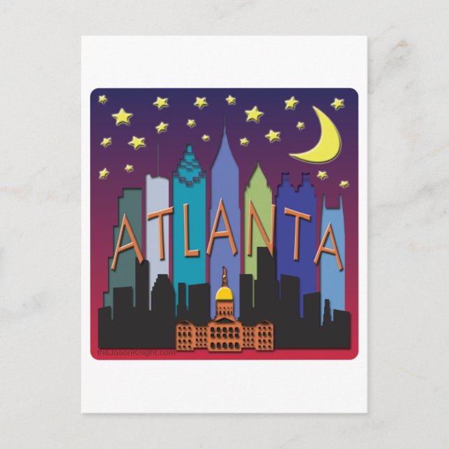 Atlanta Skyline mega colour Postcard (Front)