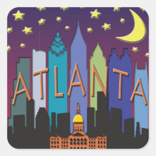 Atlanta Skyline mega colour Square Sticker