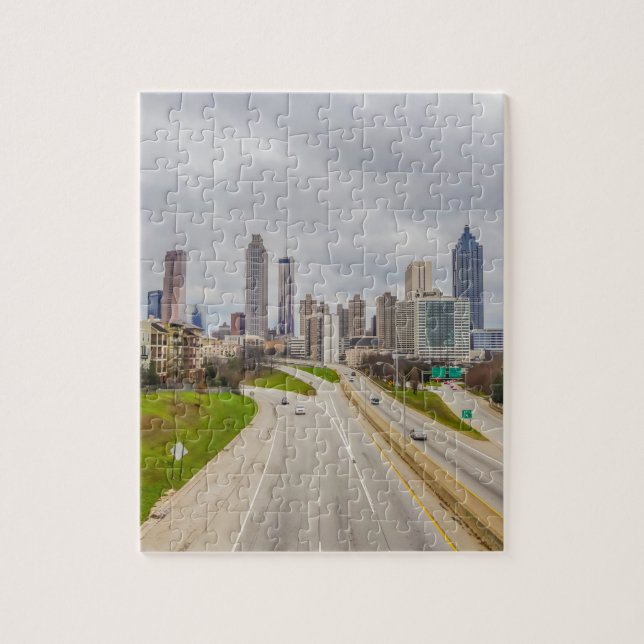 Atlanta skyline over highway jigsaw puzzle (Vertical)
