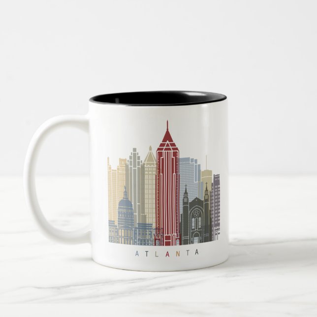 Atlanta skyline poster Two-Tone coffee mug (Left)