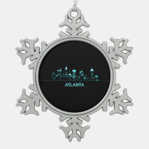 Atlanta Skyline Snowflake Pewter Christmas Ornament
