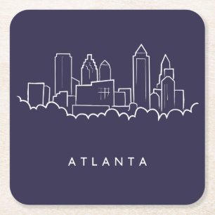 Atlanta Skyline Square Paper Coaster