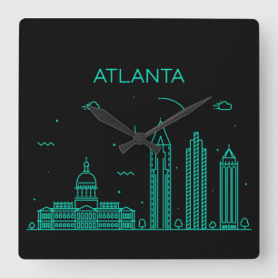 Atlanta skyline square wall clock