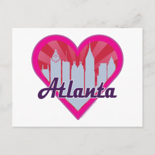 Atlanta Skyline Sunburst Heart Postcard