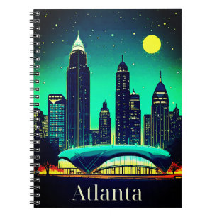 Atlanta Skyline Under a Starry Night Sky Notebook