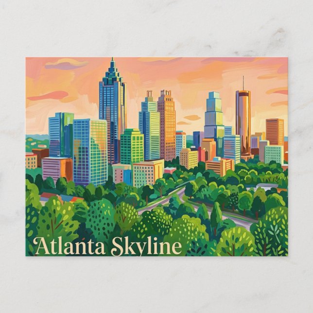 Atlanta Skyline USA Postcard (Front)