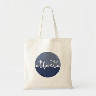 Atlanta tote bag hand lettered navy blue
